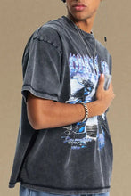 Men's Round Neck Half Sleeve Graphic T-Shirt Black Mens Tops