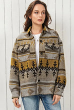 Geometric Collared Drop Shoulder Jacket Khaki Woman Outerwear