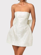 Lace-Up Sleeveless Satin Mini Dress with Bow Cocktail Dress