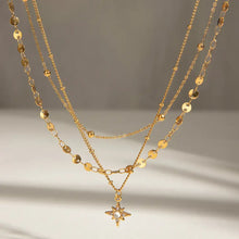 18K Gold-Plated Layered Star Pendant Necklace Fashion Jewelry