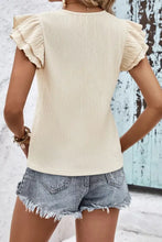 Textured V-Neck Flutter Sleeve Blouse Woman Blouses