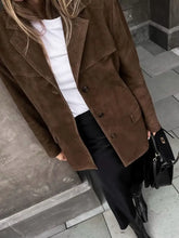 Lapel Collar Button Up Jacket Woman Outerwear
