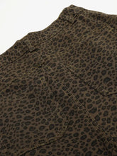 Men's Leopard Print Cargo Denim Shorts Denim Shorts