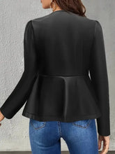 Peplum Zip Up Long Sleeve Jacket Woman Outerwear
