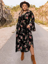 Plus Size Floral Flare Sleeve Dress Woman Maxi Dress
