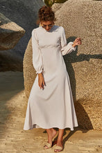 Puff Sleeve Flounce Dress Beige Woman Maxi Dress