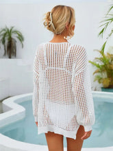 Angel Wings Sequin Star Round Neck Long Sleeve Cover Up Swimwear Cover-Ups