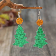 Glitter Acrylic Tree Shape Earrings Green One Size Earrings