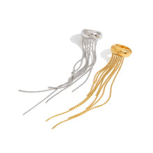 Dual-Tone Tassel Chain Drop Ear Cuff Earrings Fashion Jewelry