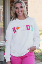 HOWDY Patch Graphic Round Neck Sweatshirt White Woman Sweatshirts
