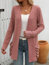 Mandy Open Front Long Sleeve Ribbed Cardigan Woman Outerwear