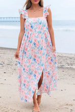 Floral Colorblock Flutter Straps Flowy Dress Casual Dresses