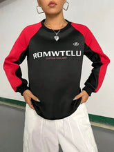 Letter Graphic Round Neck Long Sleeve Sweatshirt Woman Sweatshirts