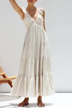 Ruffled V-Neck Tiered Dress Casual Dresses