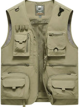 Men's Full Size Zip Up Vest with Pockets Plus Size Khaki Mens Tops