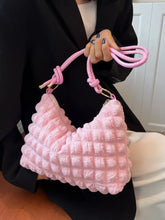Quilted Bubble Textured Shoulder Bag Pink One Size Shoulder Bags