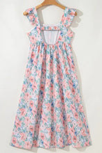 Floral Colorblock Flutter Straps Flowy Dress Casual Dresses