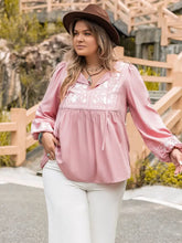 Plus Size Tie Neck Puff Sleeve Blouse Woman Blouses