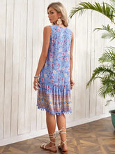 Tie Neck Sleeveless Floral Dress Woman Casual Dress