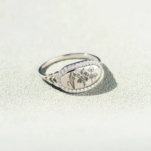 Flower Epoxy Gum Oil Inlaid Zircon Ring Silver Fine Jewelry