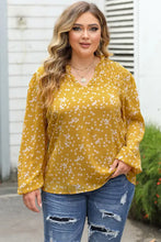 Plus Size Notched Neck Smocked Blouse Canary Yellow Woman Blouses