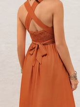 Crisscross Back Smocked Square Neck Maxi Dress Maxi Dresses