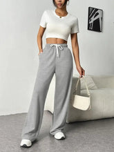 Drawstring Wide Leg Pants with Pockets Woman Pants