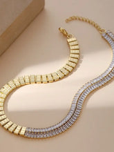 18K Gold-Plated Two-Tone Zircon Choker Necklace Fashion Jewelry