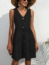 V-Neck Sleeveless Mini Dress Black Casual Dresses