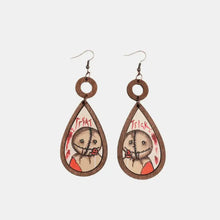 Wooden Teardrop Shape Earrings Taupe One Size Earrings