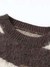 Men's Wave Striped Pattern Oversized Knit Sweater Mens Tops