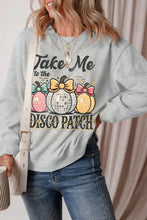 Graphic Round Neck Long Sleeve Sweatshirt Gray Woman Sweatshirts