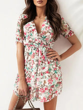 Floral Layered Mini Dress with Ruffle Hem Small Floral Woman Dress