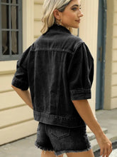 Button Down Washed Denim Jacket Woman Outerwear