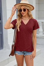 Eyelet Surplice Short Sleeve T-Shirt Woman T Shirts