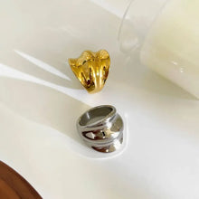 2-Piece Stainless Steel Wrinkled Wide Band Ring Fashion Jewelry