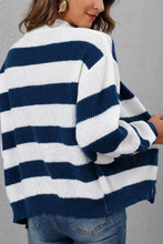 Striped Button Up Long Sleeve Sweater Woman Outerwear