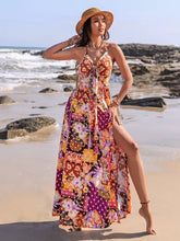 Slit Printed Halter Neck Cami Dress Casual Dresses