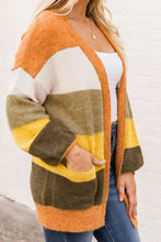 Open Front Color Block Cardigan Woman Outerwear