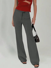 High Waist Flare Leg Trousers Dark Gray Woman Pants