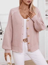 V-Neck Button Up Raglan Sleeve Cardigan Woman Outerwear