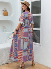 Plus Size Printed Lace Detail Short Sleeve Dress Maxi Dresses