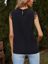 Lace Detail Ruched Round Neck Tank Tanks & Camis