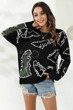 Dinosaur Print Pullover Sweater Sweater Pullovers