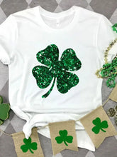 Lucky Clover Round Neck T-Shirt White Woman T Shirts