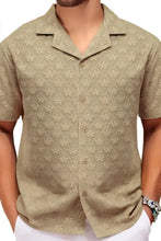 Men's Plus Size Button Down Short Sleeve Shirt Khaki Mens Tops