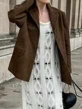 Lapel Collar Button Up Jacket Woman Outerwear