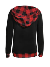 Plaid Long Sleeve Hooded Blouse Woman Blouses