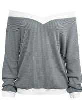 Contrast Trim Off-Shoulder Long Sleeve Sweatshirt Woman Sweatshirts