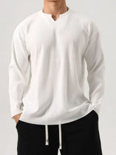 Men's Plus Size Notched Long Sleeve Top Mens Tops